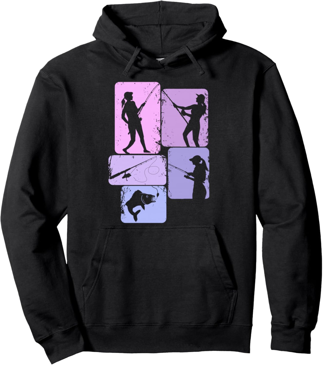 Angeln Fischen Fischer Anglerin Angel Mädchen Damen Pullover Hoodie
