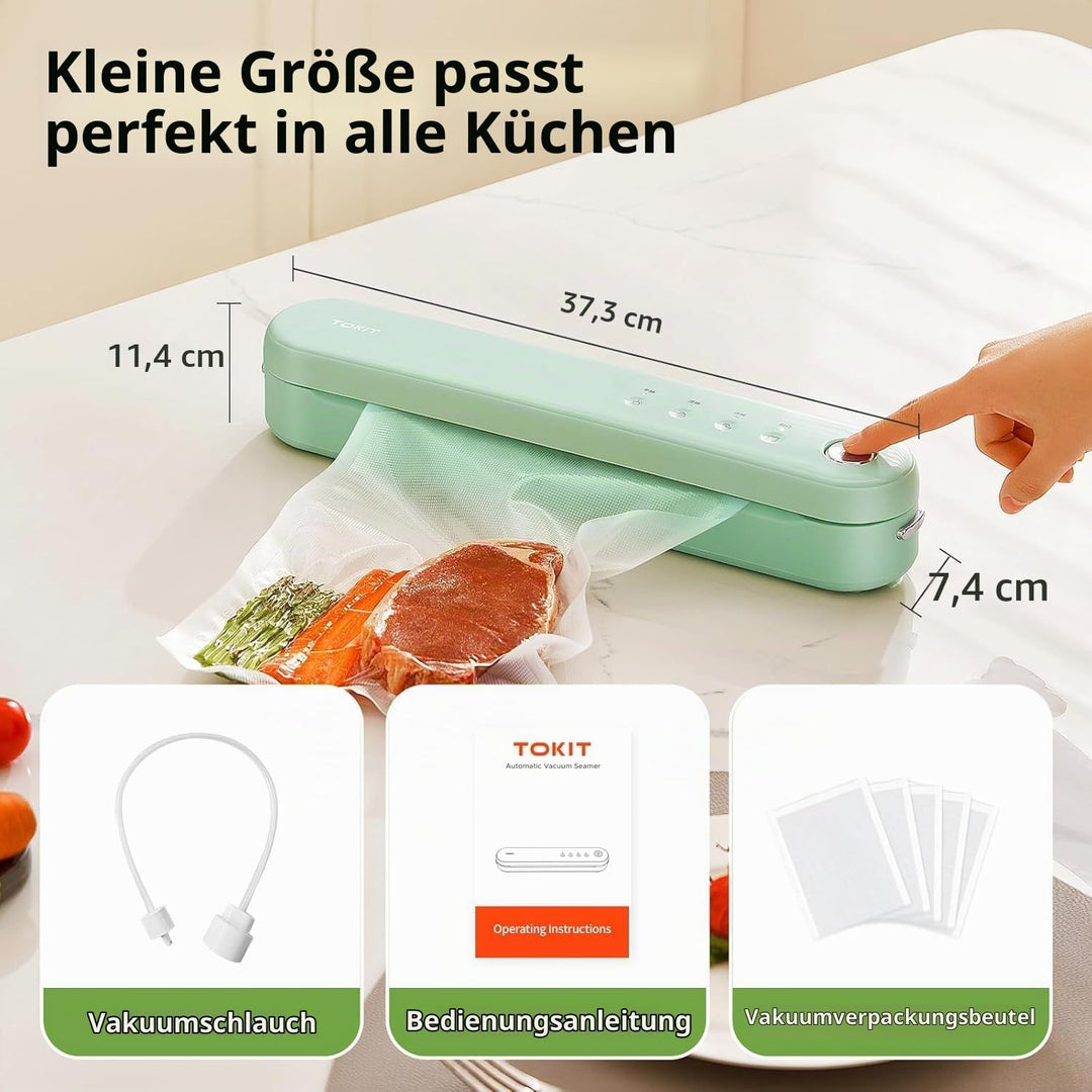 TOKIT 5-in-1-Vakuumierer für Lebensmittel, Automatische One-Touch-Vakuumiermaschine, Kompakte Vakuum