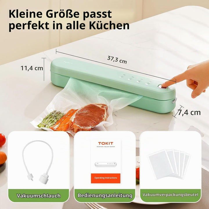 TOKIT 5-in-1-Vakuumierer für Lebensmittel, Automatische One-Touch-Vakuumiermaschine, Kompakte Vakuum