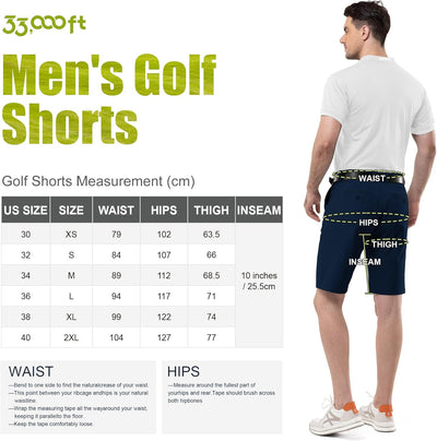 33,000ft Herren Golf Shorts UPF 50+ Stretch Shorts 10'' Bermuda Shorts Kurze Hose Dry Fit Causal Sho