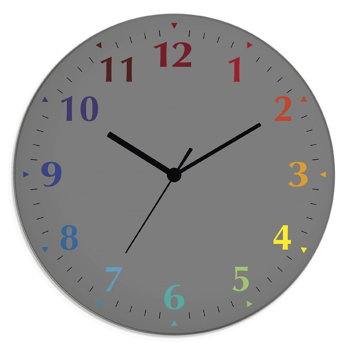 ARTLAND Wanduhr ohne Tickgeräusche aus Glas Quarzuhr Ø 30 cm Rund Lautlos Trendfarbe Grau-Bunt S7KD