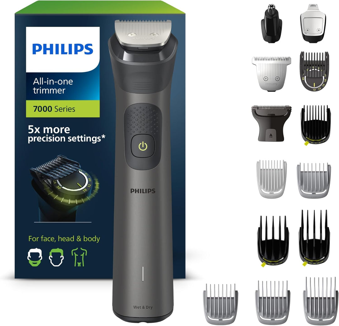 Philips Multigroom Series 7000, All-in-One-Trimmer, 15-in-1 Barttrimmer und Haarschneider für Gesich
