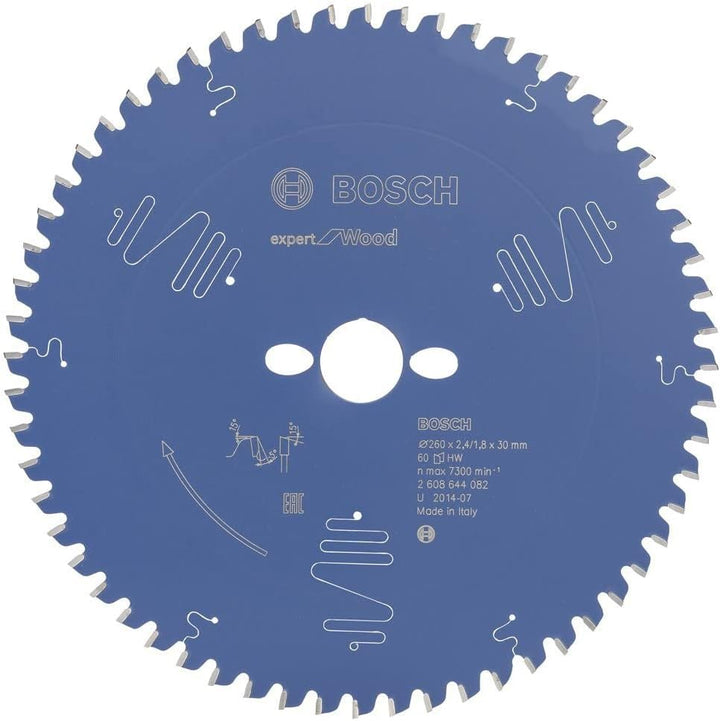 Bosch Professional 1x Kreissägeblatt Expert for Wood (Holz, Sägeblatt Ø 260 x 30 x 2,4 mm, 60 Zähne,