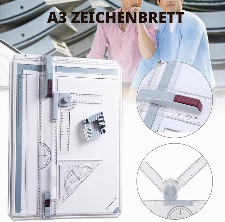 NEWFUN Zeichenplatte A3，Zeichenbrett A3，Multifunktionales Zeichenbrett für Das Technische Zeichnen i