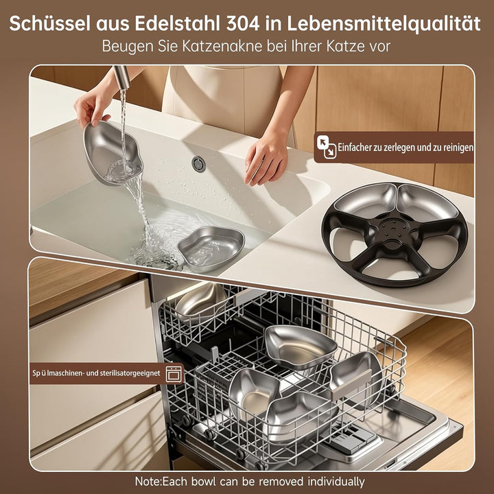 Futterautomat Katze Nassfutter mit Halbleiter-Kühlung & Heizung, 3 Tage Frisch Nassfutterautomat für