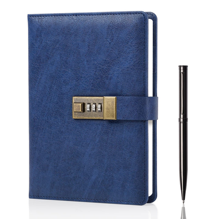 WEMATE Tagebuch mit Schloss, A5 PU Leder Journal mit Schloss 240 Seiten, Vintage Lock Journal mit St