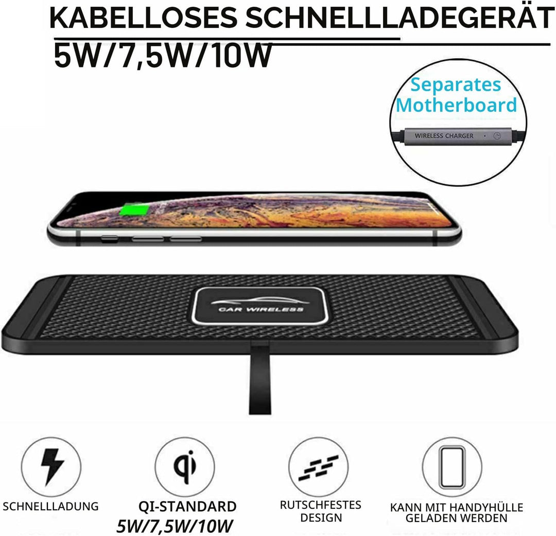 Schnellladematte, Auto Qi Schnellladegerät Anti Rutsch Pad Handyhalterung Ständer für Samsung