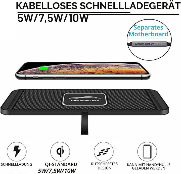 Schnellladematte, Auto Qi Schnellladegerät Anti Rutsch Pad Handyhalterung Ständer für Samsung