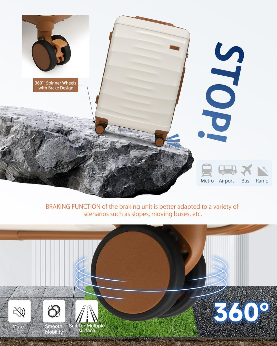 Sea choice Reisekoffer Set 5 Teilig ABS Hartschale Trolley Kofferset Gepäckset Grosse Kapazität Hand