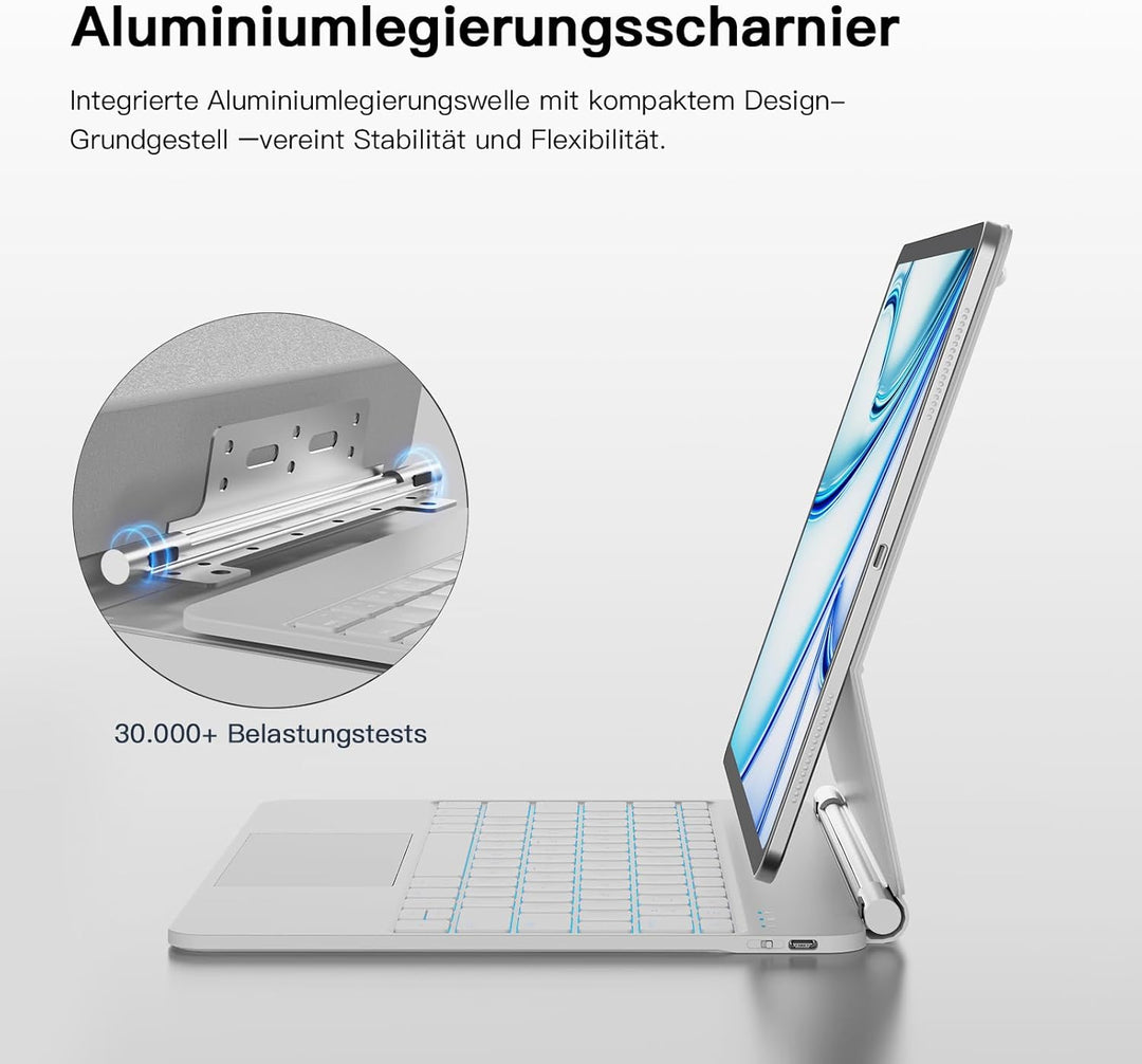 RAYMCRAFT für iPad Air 13 Zoll Hülle mit Tastatur (M4/M3/M2) & iPad Pro 12,9" (6./5./4./3. Gen.) Mag