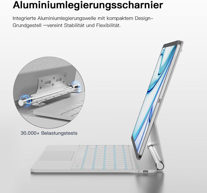 RAYMCRAFT für iPad Air 13 Zoll Hülle mit Tastatur (M4/M3/M2) & iPad Pro 12,9" (6./5./4./3. Gen.) Mag