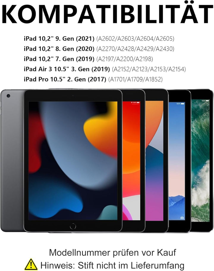 für iPad 10,2 Hülle mit Tastatur für iPad 10,2" (2019/2020/2021 7./8./9.), Abnehmbare Bluetooth Schu