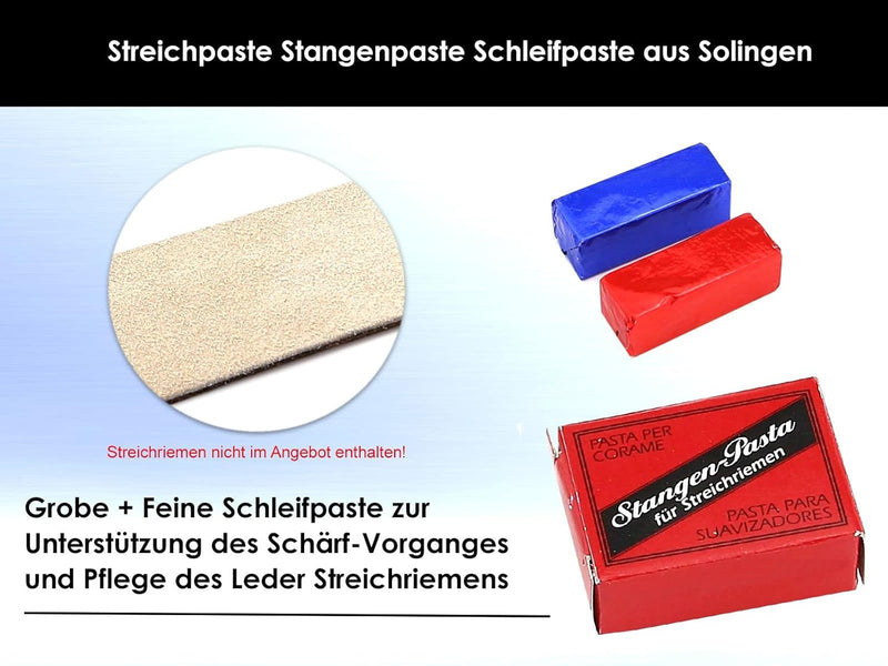 Set Rasiermesser Hohlschliff + Holzgriff mit Schleif-Paste aus Solingen 2-Teilig