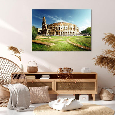 Bilder auf Leinwand 100x70cm Leinwandbild Archäologie Architektur Italien Kolosseum Gross Wanddeko B