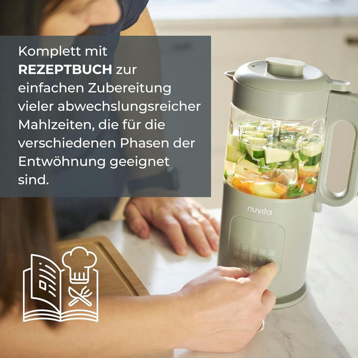 Nuvita Magic Pappa 7-in-1 Multifunktionaler Babynahrungszubereiter – Dämpft, Pürieren, Zerkleinert,