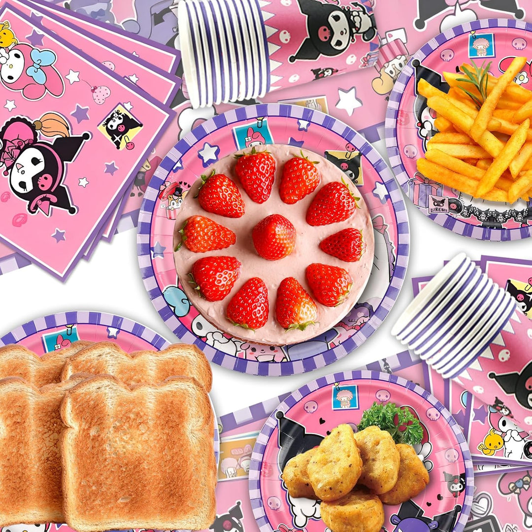 Pappteller Kindergeburtstag Mädchen Kur- Romi Geburtstag Geschirr Set Geburtstagsdeko Partygeschirr