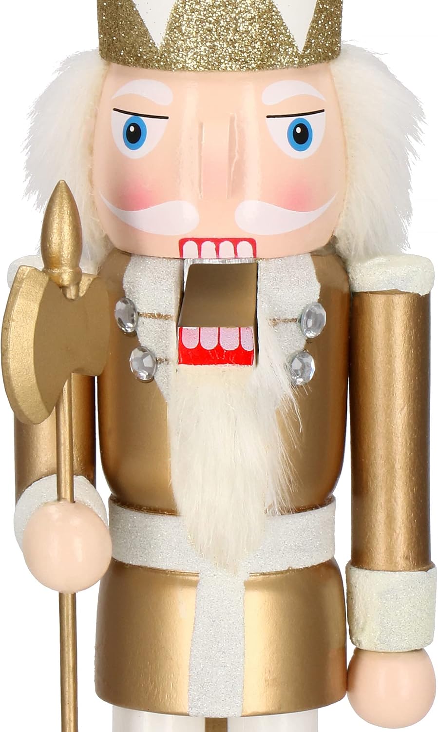 SPRINGOS Nussknacker Figur aus Holz Soldat mit Hellebarde Höhe: 38 cm mit langem Bart und Glitter We