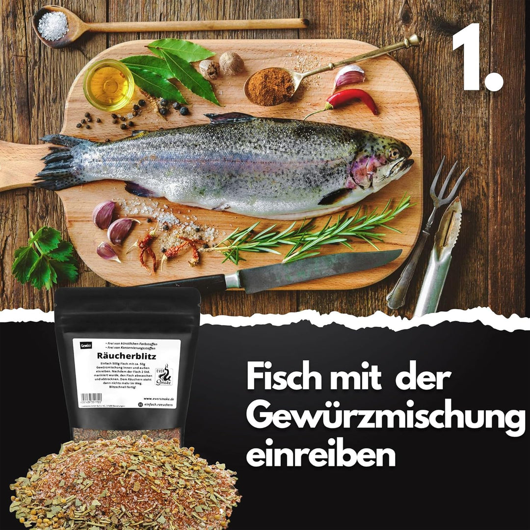 Eversmoke Deluxe Edelstahl Tischräucherofen Set mit Zubehör | Räucherofen mit Räuchermehl, Räucherge
