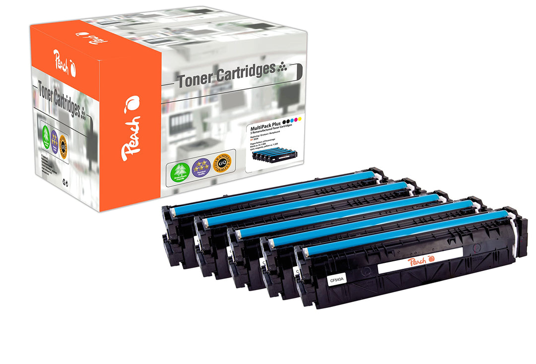 Peach H203-CF540/1/2/3-C05 Spar Pack Plus Tonermodule (2xBK, C, M, Y) ersetzt HP No. 203A, CF540A*2,