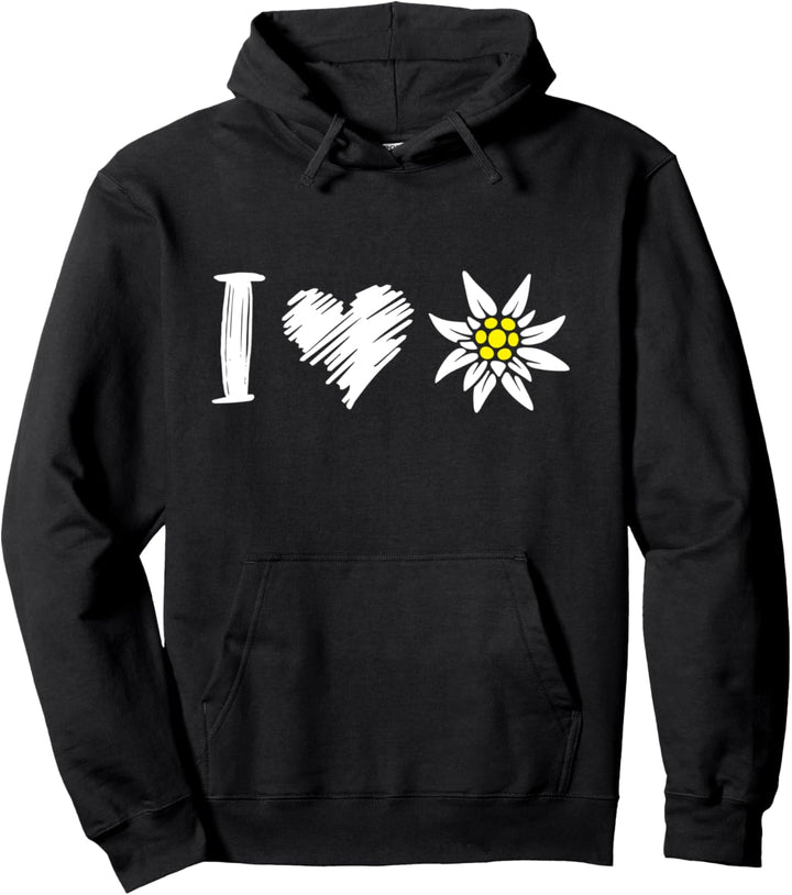Ich liebe Edelweiss, die Blume aus den Alpen zum Wandern Pullover Hoodie