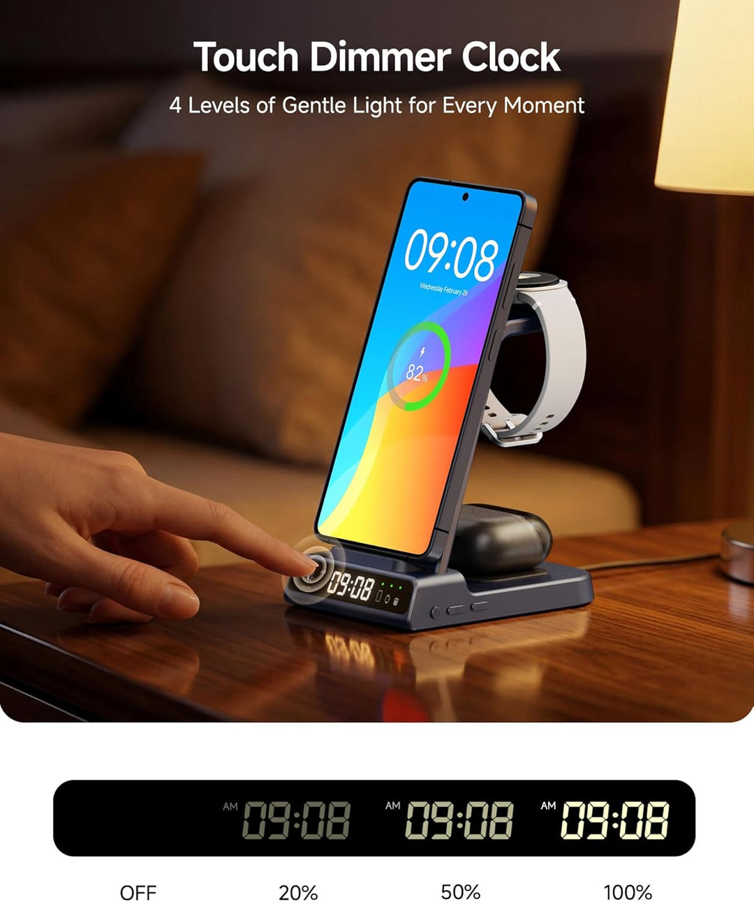 Induktive Ladestation für Samsung S25 Ultra, 3 in 1 Kabelloses Ladestation für Galaxy S25/S24/S23/Z
