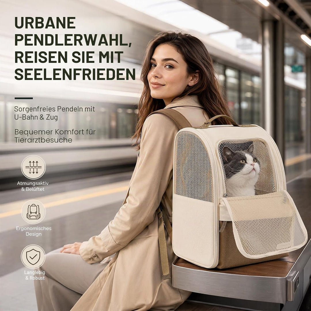Katzenrucksack Hunderucksack für Kleine Haustiere 2-8kg, 600D Verschleissfestes Oxford-Gewebe, Atmun