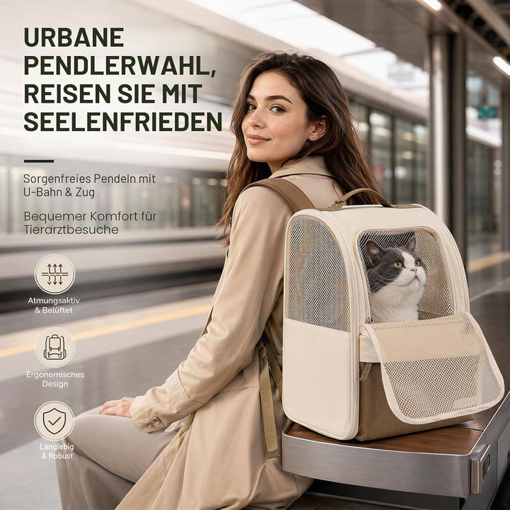 Katzenrucksack Hunderucksack für Kleine Haustiere 2-8kg, 600D Verschleissfestes Oxford-Gewebe, Atmun