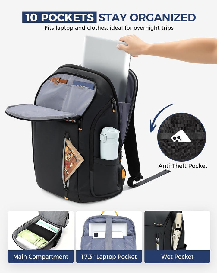 Rucksack Herren, Gross Laptop Rucksack 17 Zoll, Reiserucksack mit Anti Diebstahl Computerfach, Lapto