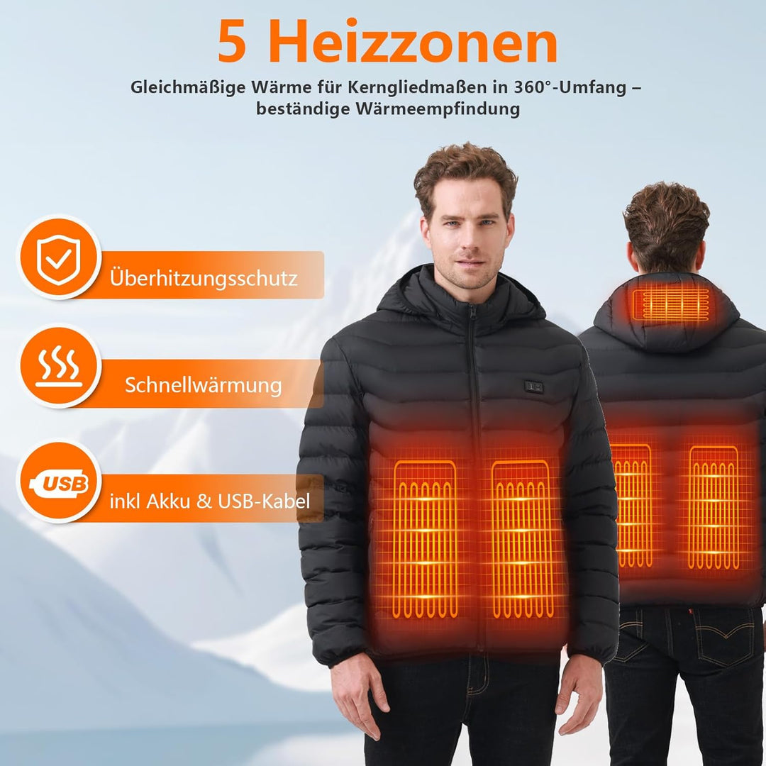 Mincoo Beheizbare Jacke Herren Damen, Winter Elektrische Herren Beheizte Jacke USB Lade Heizmantel M