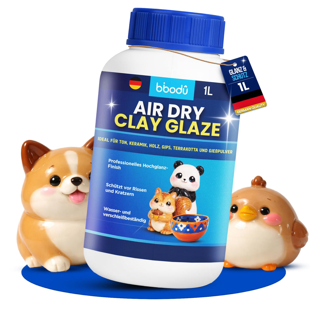 Air Dry Clay Glaze 1L | Schützt vor Rissen und Kratzern | Wasser- und Verschleissbeständig | Glasur