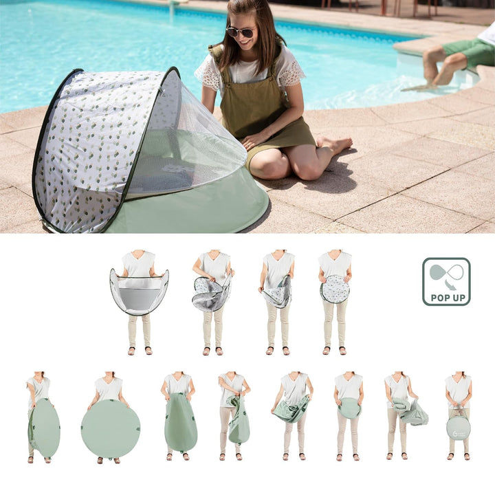 Babymoov Strandmuschel 3-in-1 Aquani Provence - Strandzelt, Planschbecken und Reisebett für Kinder m