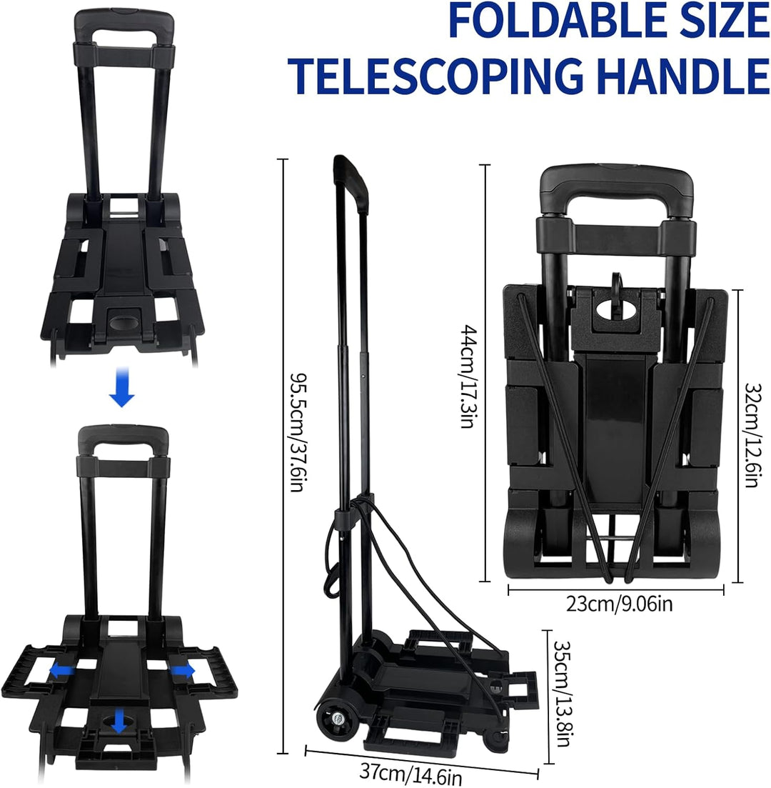 Transportkarre klappbar, Aluminium Langer Teleskopgriff 95.5 cm, Abmessungen Plattform 35 * 36cm, Tr