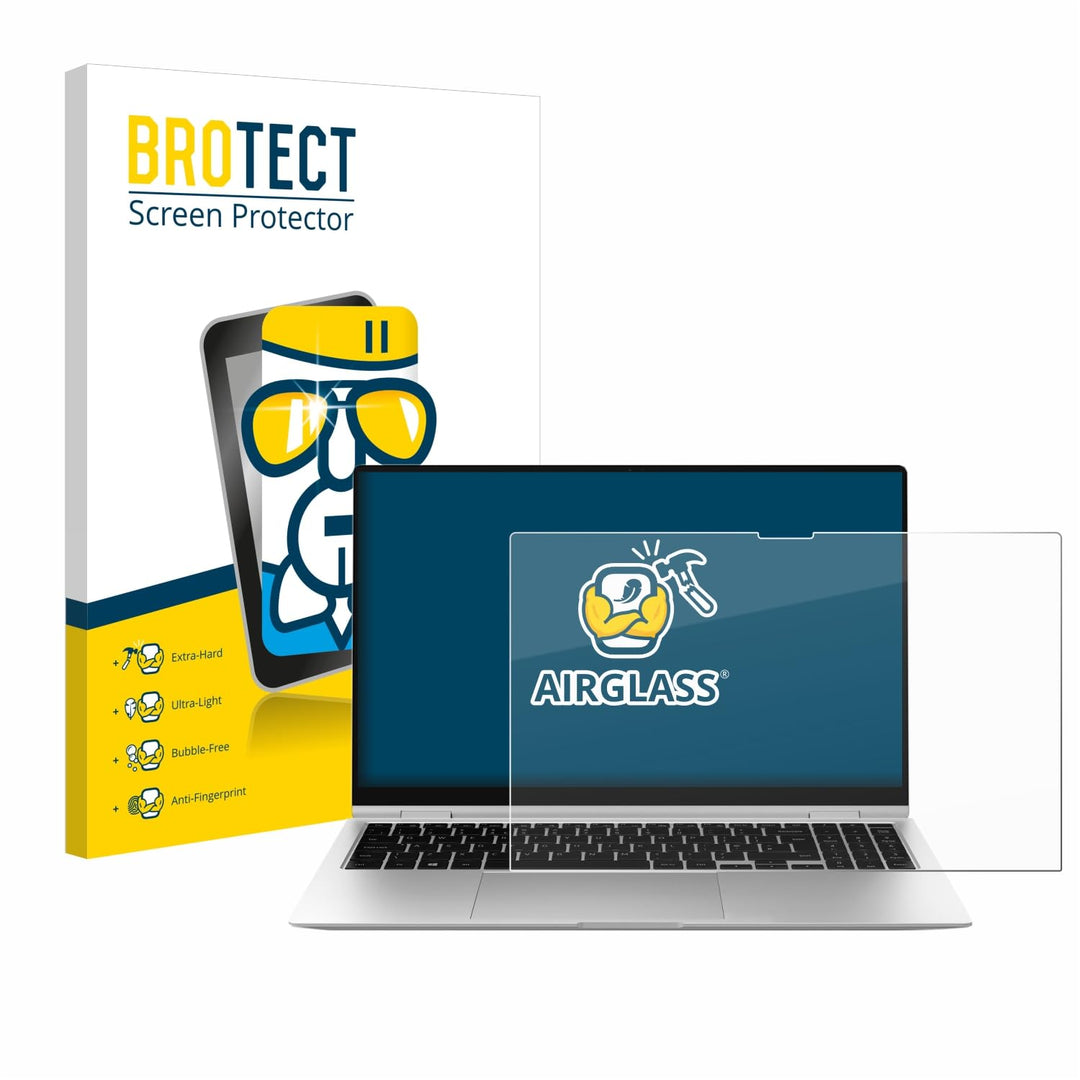 BROTECT Schutzglas für Samsung Galaxy Book2 Pro 360 15.6" Schutzfolie Panzer-Folie Glas [Extrem Krat