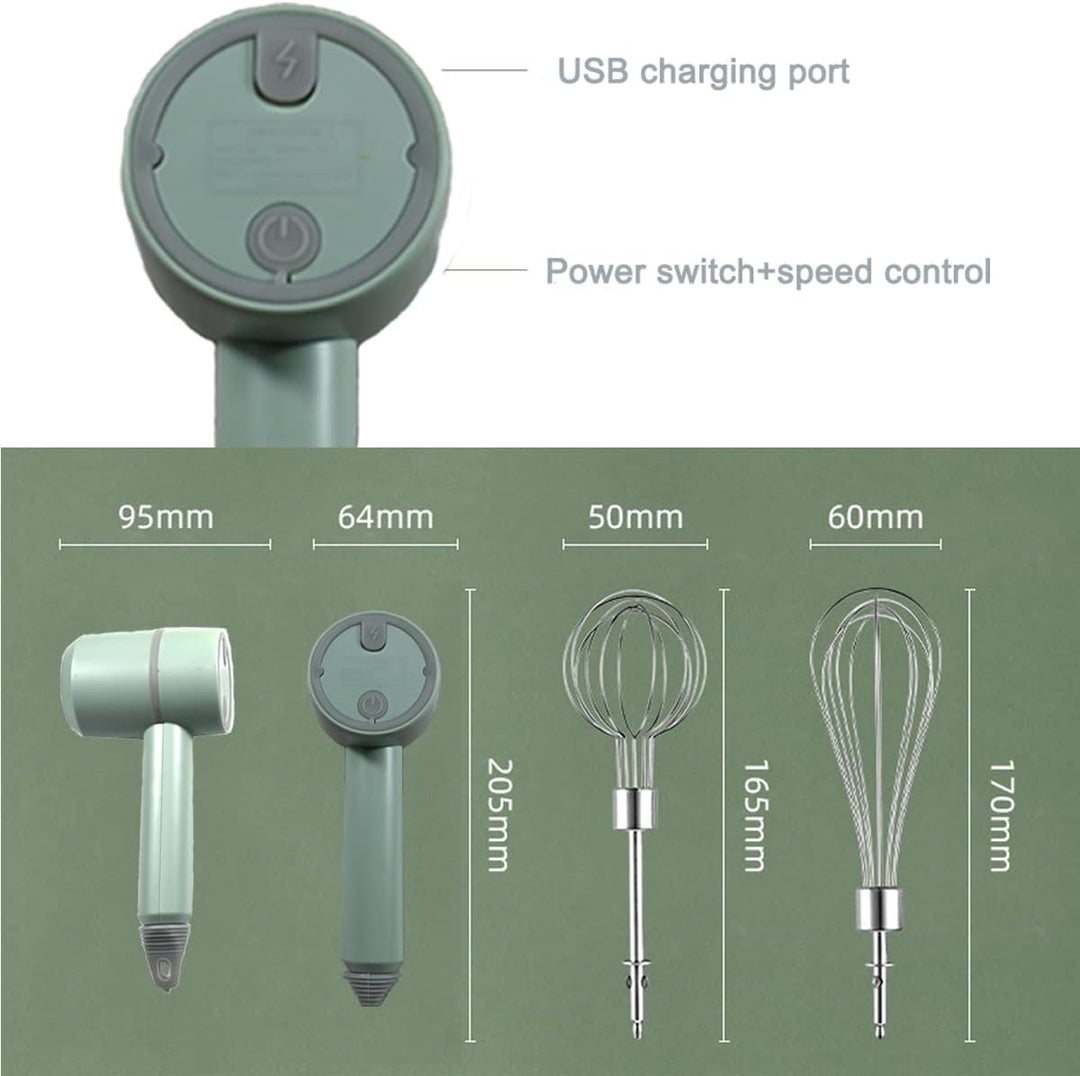 Handmixer, tragbarer, elektrischer schnurloser Handmixer, 3 Geschwindigkeiten, Küche, Backen und Koc