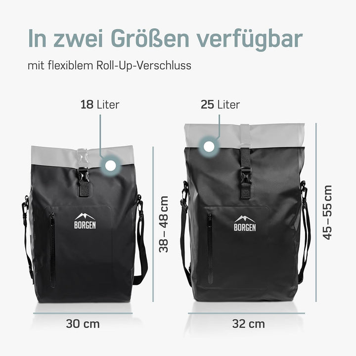 Borgen Fahrradtasche für Gepäckträger 3in1 Fahrrad Rucksack I Gepäckträgertasche I Umhängetasche Kom