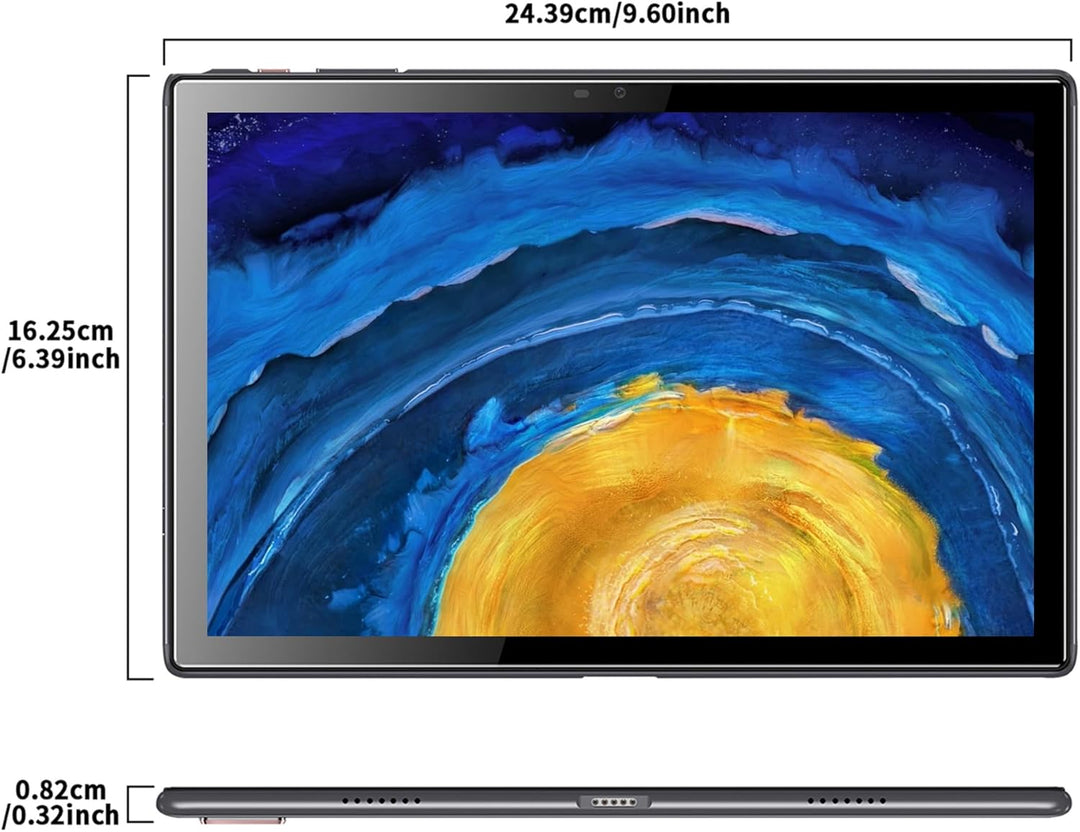 Tablet 10 Zoll Android Tablets 6 GB RAM + 64 GB ROM Quad-Core 5000 mAh 1280 x 800 HD-Touchscreen 5MP