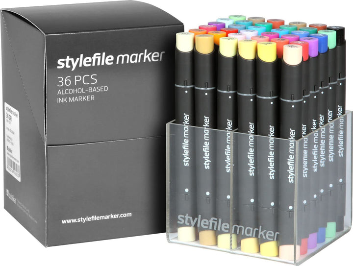Stylefile Marker 36er Main A Set Beige/Black/Blue/Brown/Coral/Green/Ivory/Orange/Pink/Purple/Red/Tur