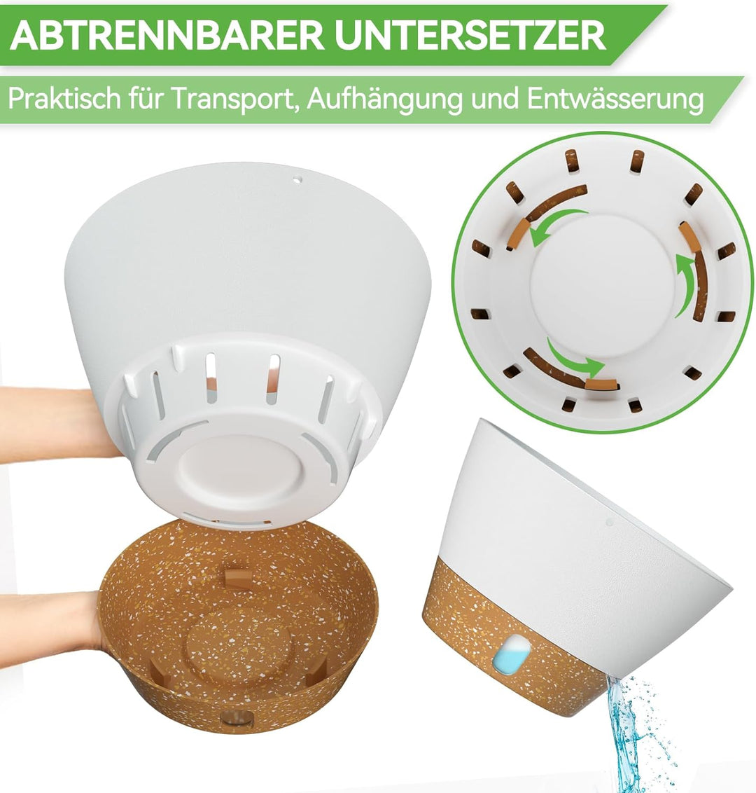 ZMTECH Hängetopf für Pflanzen, 2er-Set Φ25cm Blumentopf Ampel Hängend, Kunststoff Hänge Blumentopf m