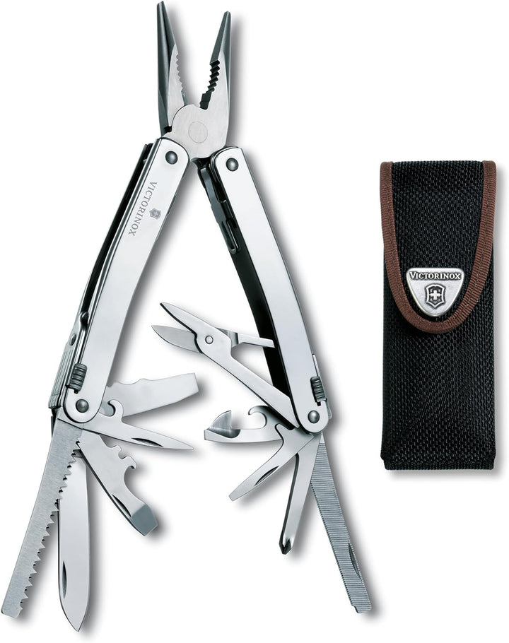 Victorinox, Multifunktionswerkzeug, Swiss Tool Spirit X, Silber (24 Funktionen, Feststellklinge, Kom