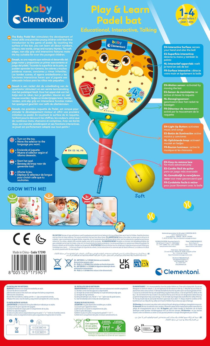Clementoni interaktives Spielzeug Baby Padelracket mit Licht und Sound