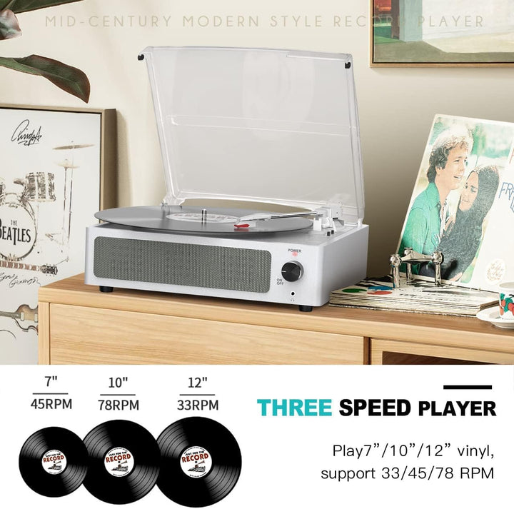 Trynnay Plattenspieler mit Lautsprecher Vinyl Schallplattenspieler Wireless LP Phonograph mit Eingeb