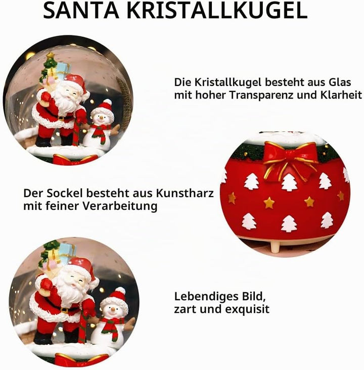 Weihnachtslaterne mit Glitzer, Weihnachtliche Schneekugeln Laternen, Weihnachtsmann-Szene Weihnachts