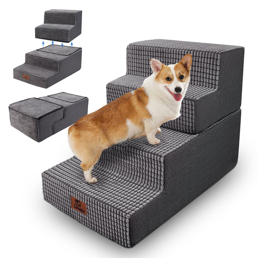 Sytopia Hundetreppe 4 Stufen, 45,7 cm hoch, bis 35 kg, Haustiertreppe für kleine/mittelgrosse Hunde