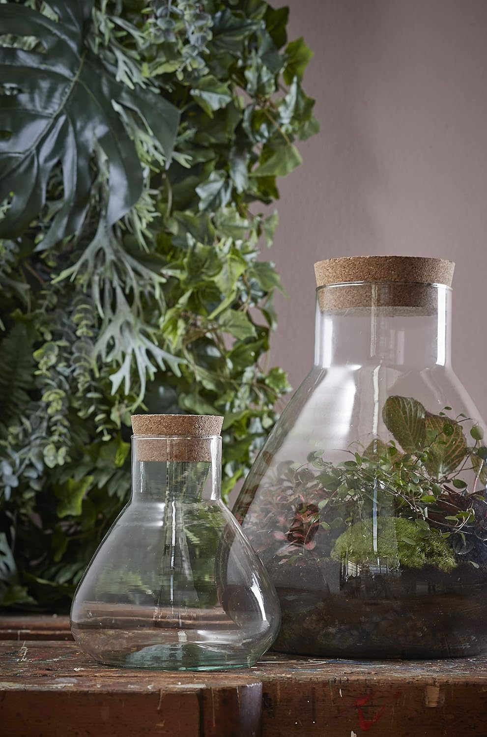 MICA Decorations Decorations Glas Terrarium Glasdose mit Korkverschluss Emily recyceltes Glas transp
