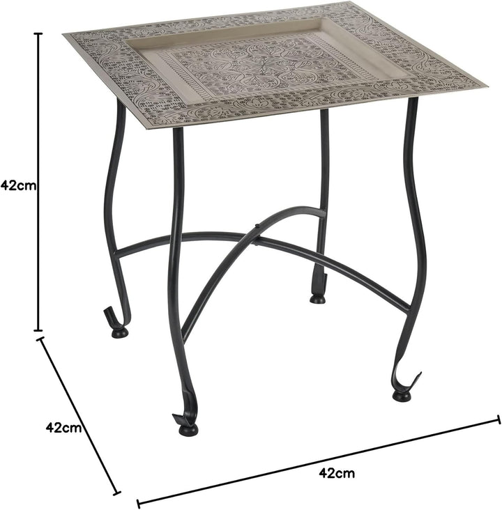 Marokkanischer Tisch Beistelltisch aus Metall Sule 42cm eckig | Orientalischer runder Teetisch klein