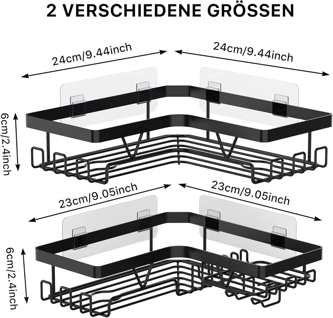 Kegii Duschablage ohne Bohren Ecke - Duschregal Schwarz Badezimmer Organizer Badregal ohne Bohren Du