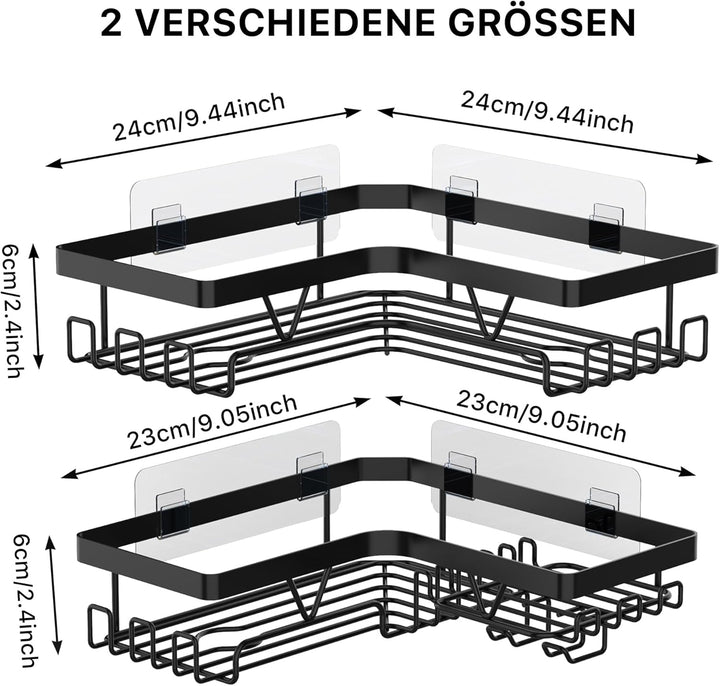 Kegii Duschablage ohne Bohren Ecke - Duschregal Schwarz Badezimmer Organizer Badregal ohne Bohren Du