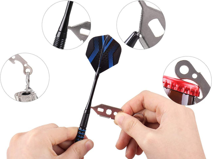 Grebarley Dartpfeile mit Metallspitze,12 Stück Profi Steeldarts 18 Aluminium Schaft mit 9 Flights 20