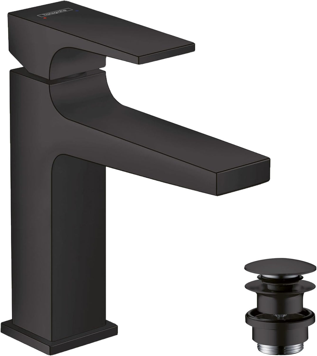 hansgrohe Wasserhahn Metropol, wassersparende Armatur mit Komfort-Höhe 110mm mit Push-Open Ablaufgar