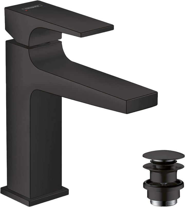 hansgrohe Wasserhahn Metropol, wassersparende Armatur mit Komfort-Höhe 110mm mit Push-Open Ablaufgar